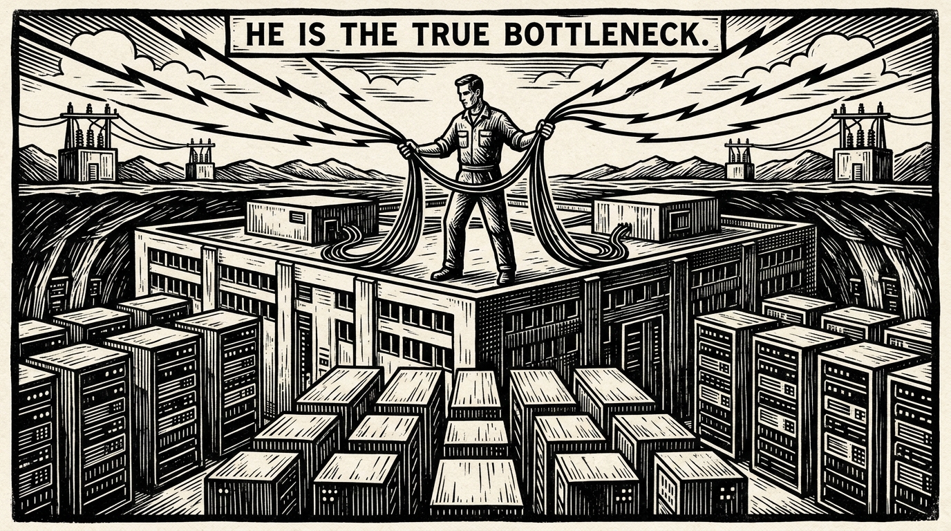 电工在数据中心顶